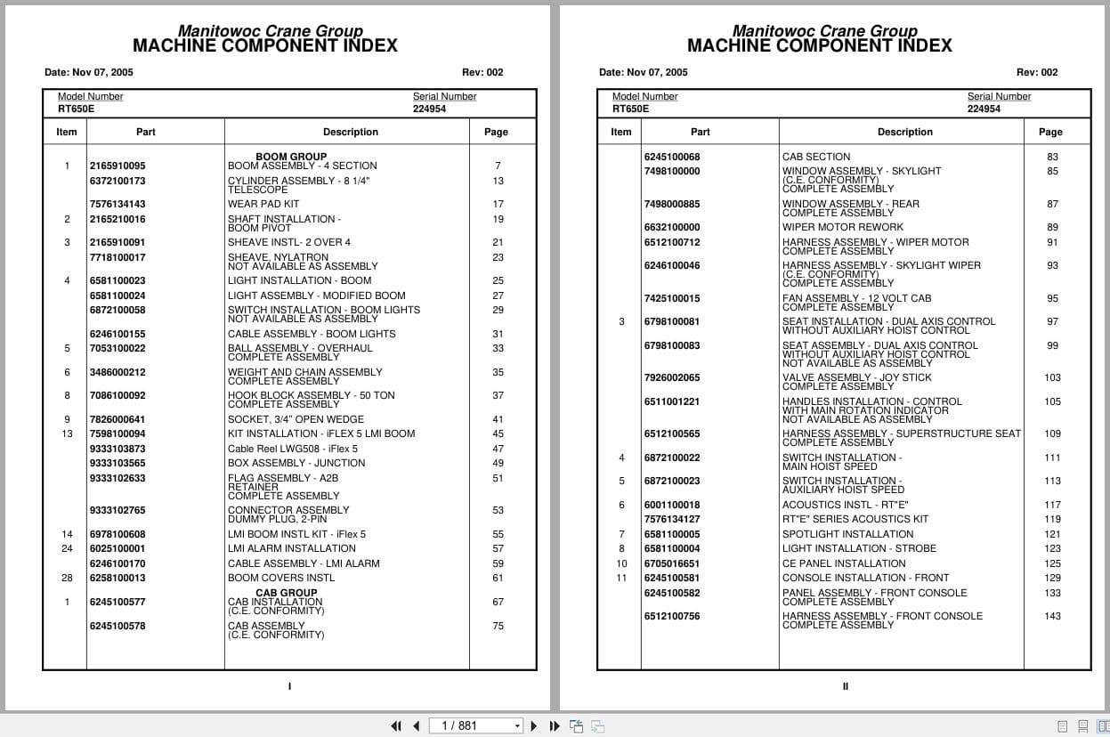 Grove Crane RT650E 224954 Parts Manual 2005 (1)