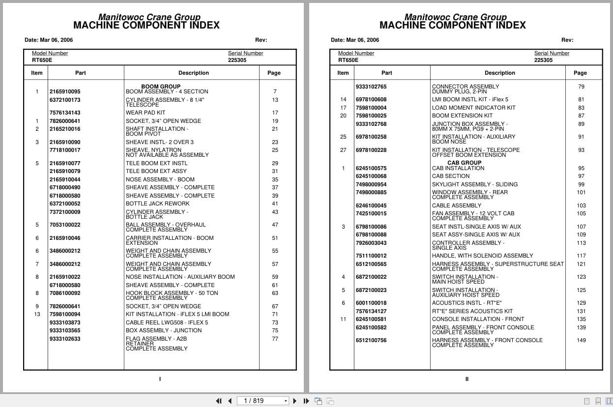 Grove Crane RT650E 225305 Parts Manual 2006 (1)