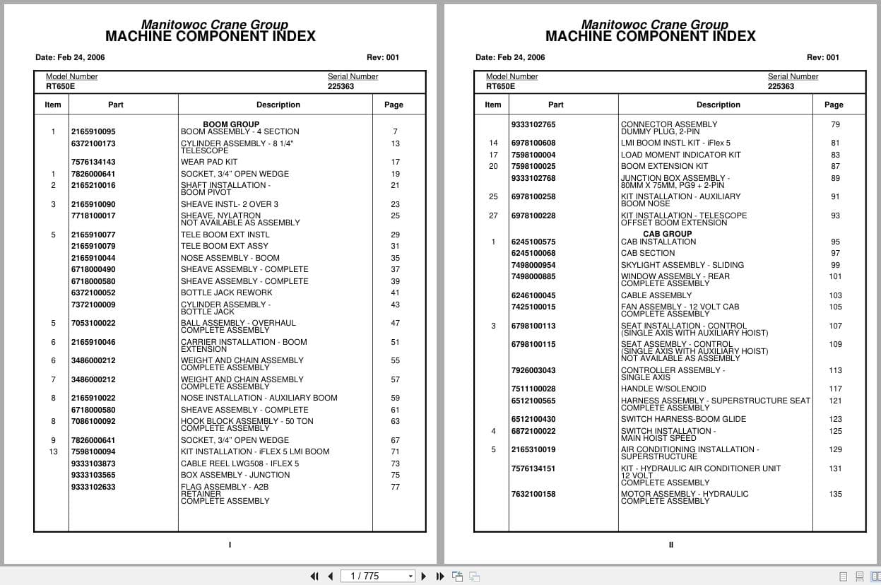 Grove Crane RT650E 225363 Parts Manual 2006 (1)