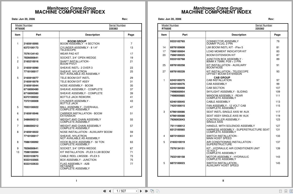 Grove Crane RT650E 225382 Parts Manual 2006 (1)