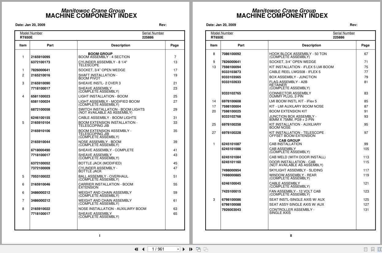 Grove Crane RT650E 225886 Parts Manual 2009 (1)