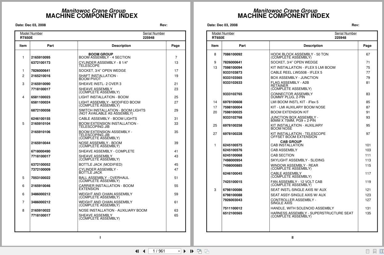 Grove Crane RT650E 225948 Parts Manual 2008 (1)
