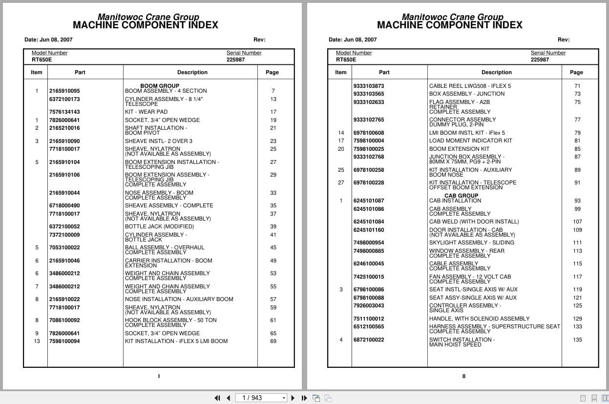 Grove Crane RT650E 225987 Parts Manual 2007 (1)