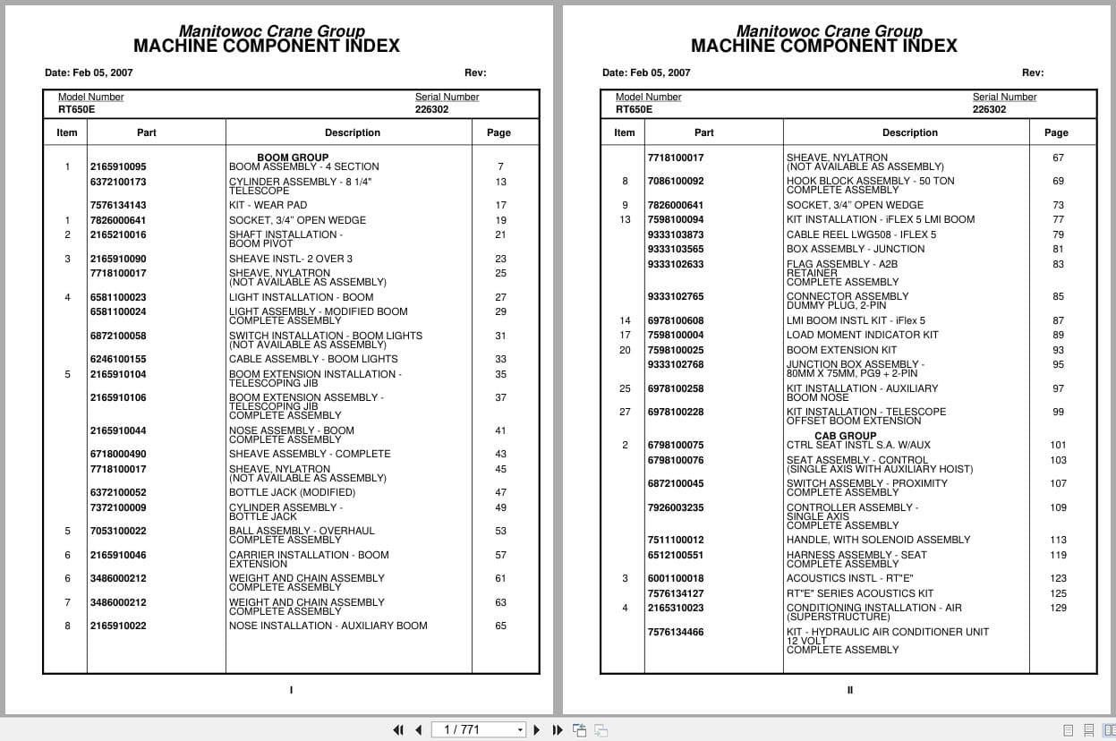 Grove Crane RT650E 226302 Parts Manual 2007 (1)