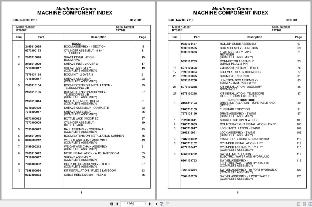 Grove Crane RT650E 227169 Parts Manual 2016 (1)