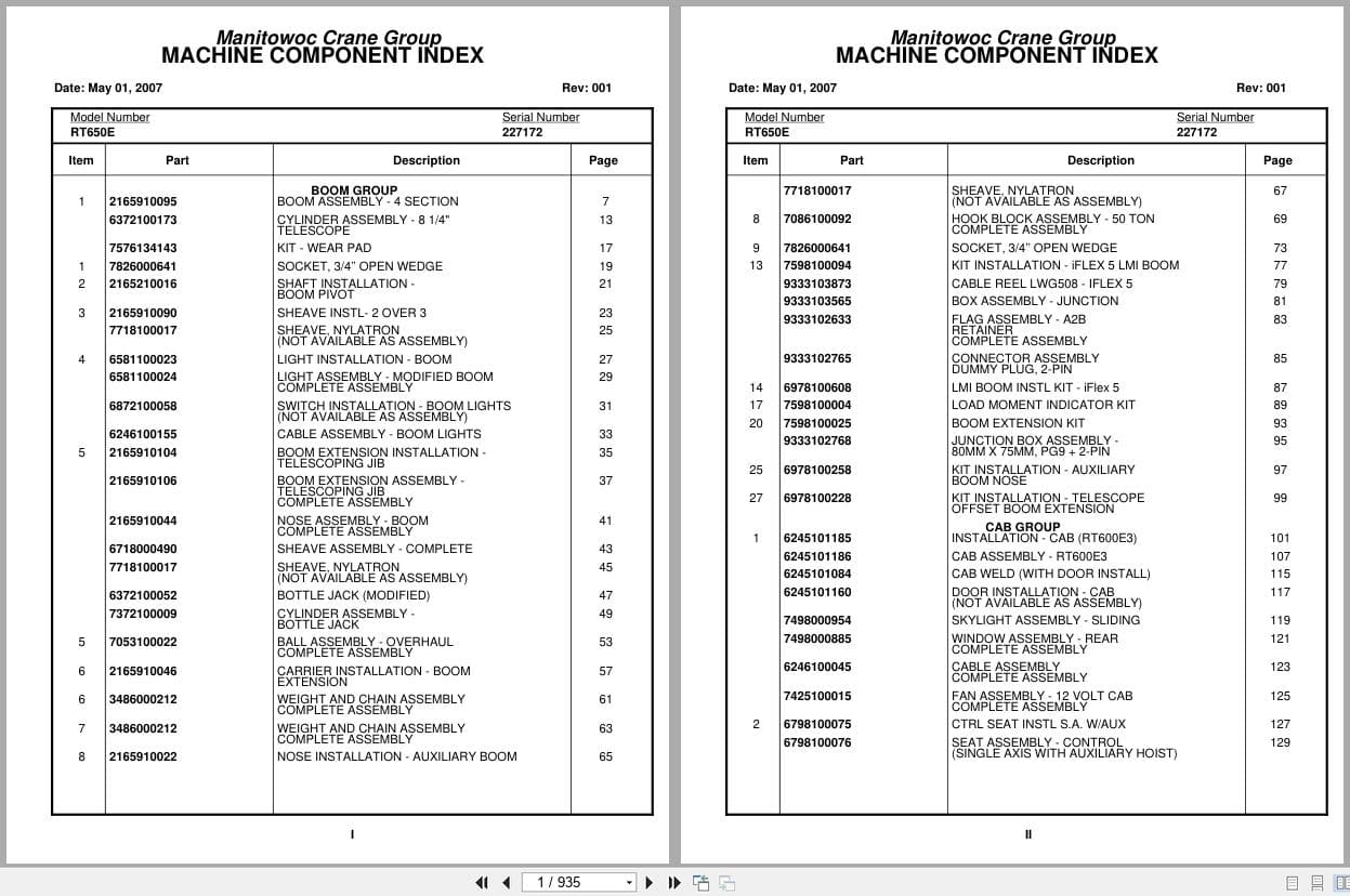 Grove Crane RT650E 227172 Parts Manual 2007 (1)