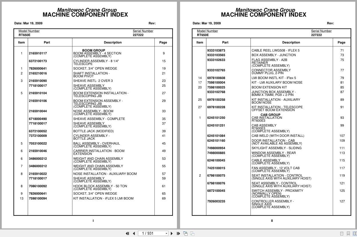 Grove Crane RT650E 227222 Parts Manual 2009 (1)