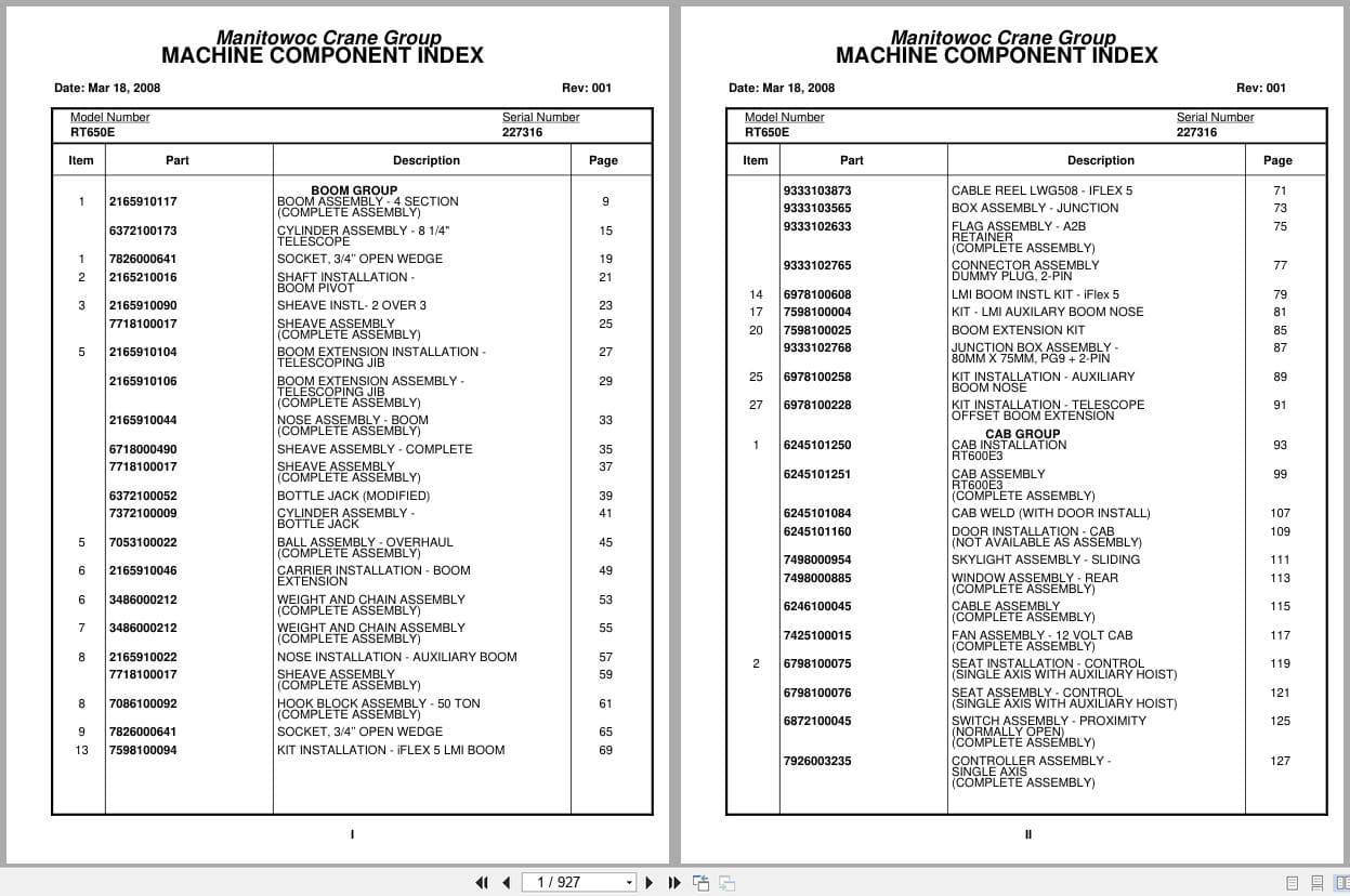 Grove Crane RT650E 227316 Parts Manual 2008 (1)