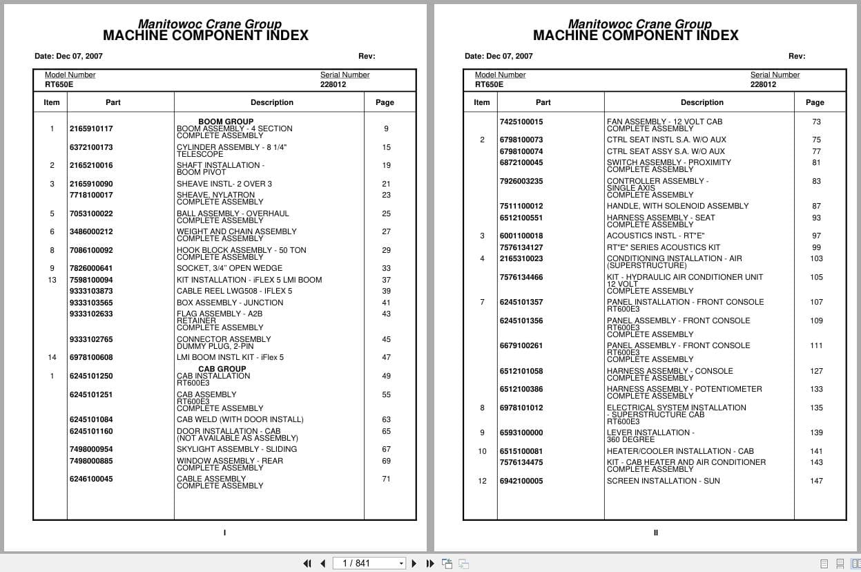 Grove Crane RT650E 228012 Parts Manual 2007 (1)