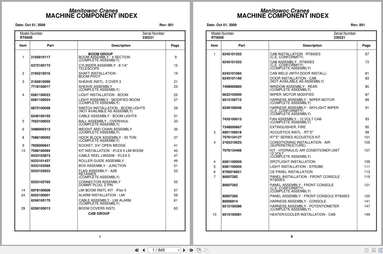 Grove Crane RT650E 230231 Parts Manual 2009 (1)