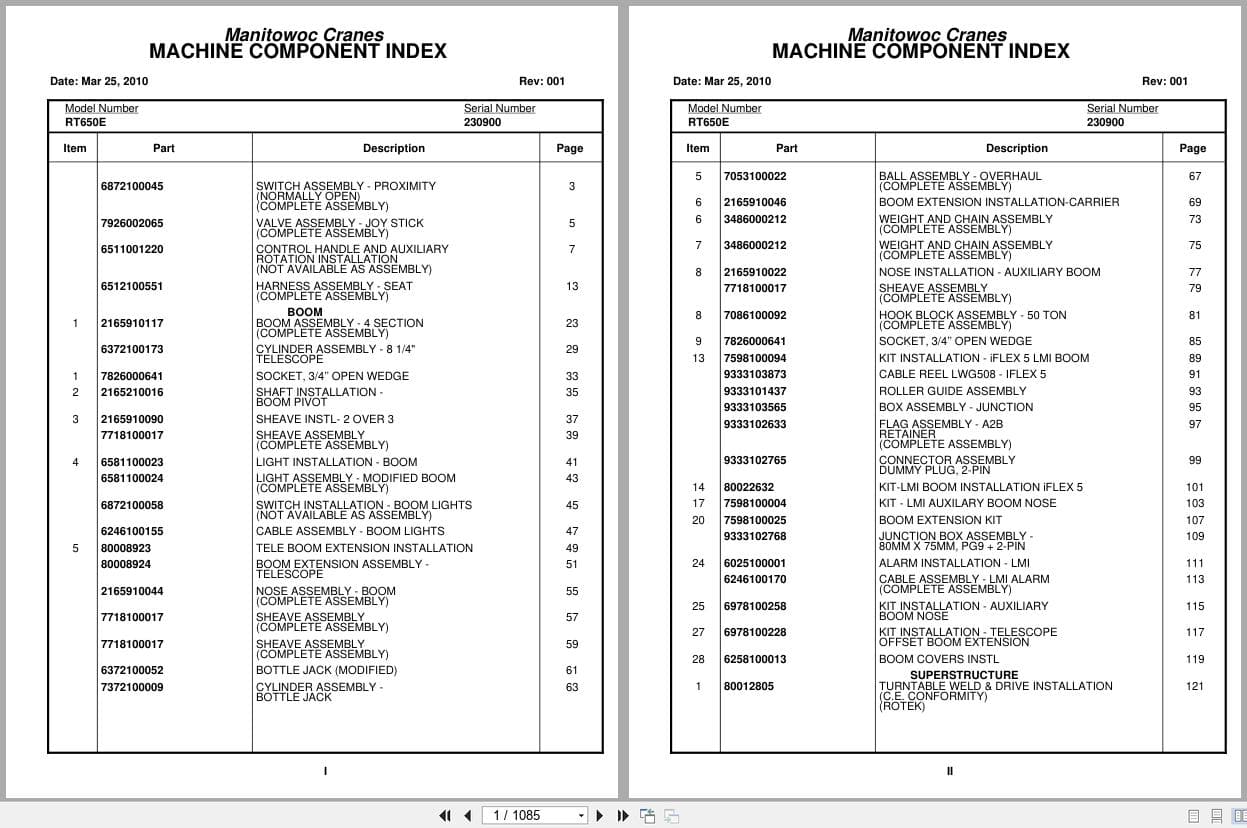 Grove Crane RT650E 230900 Parts Manual 2010 (1)