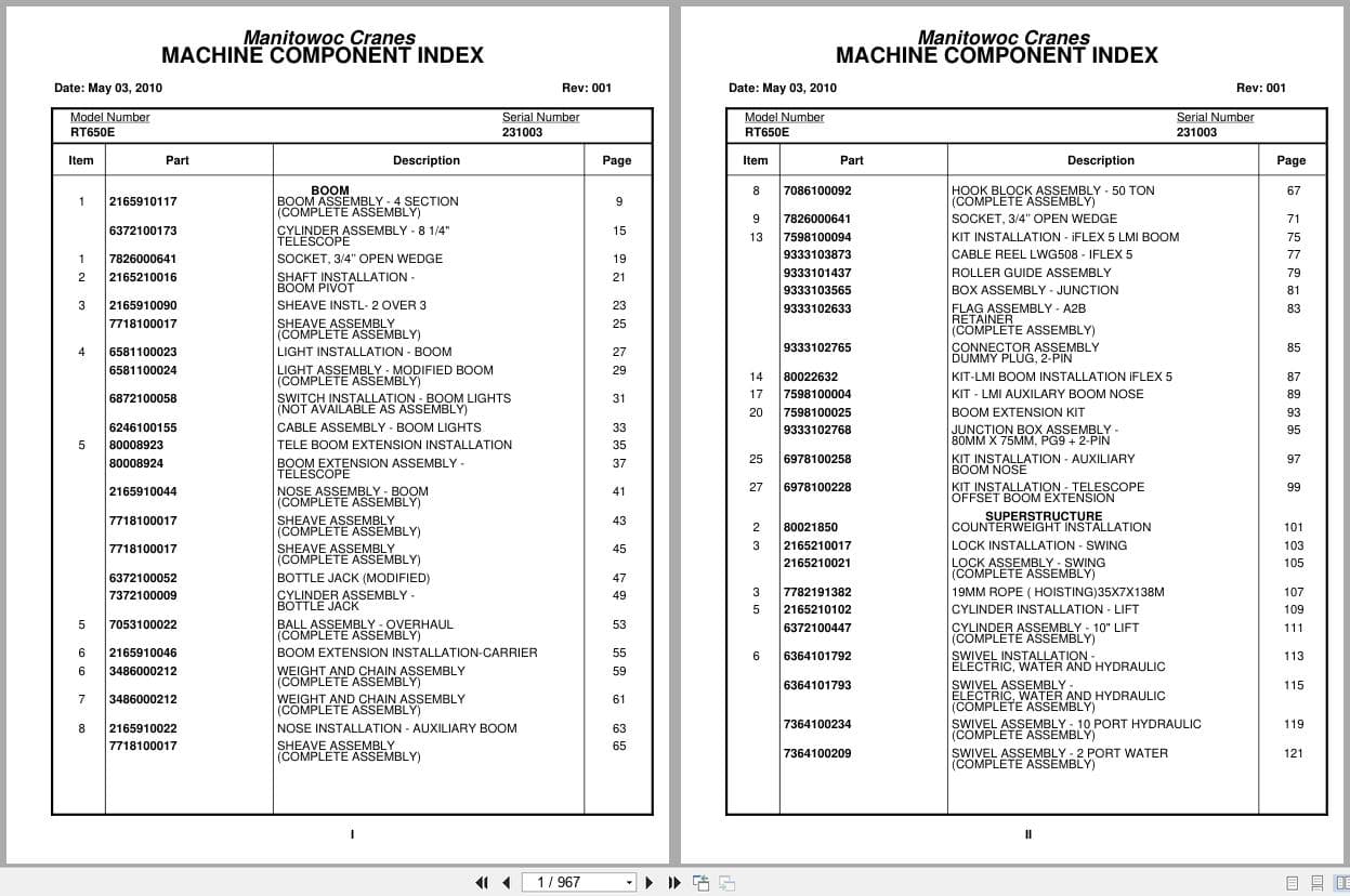 Grove Crane RT650E 231003 Parts Manual 2010 (1)