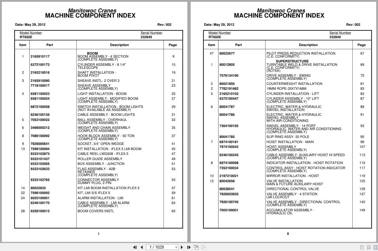 Grove Crane RT650E 232849 Parts Manual 2012 (1)
