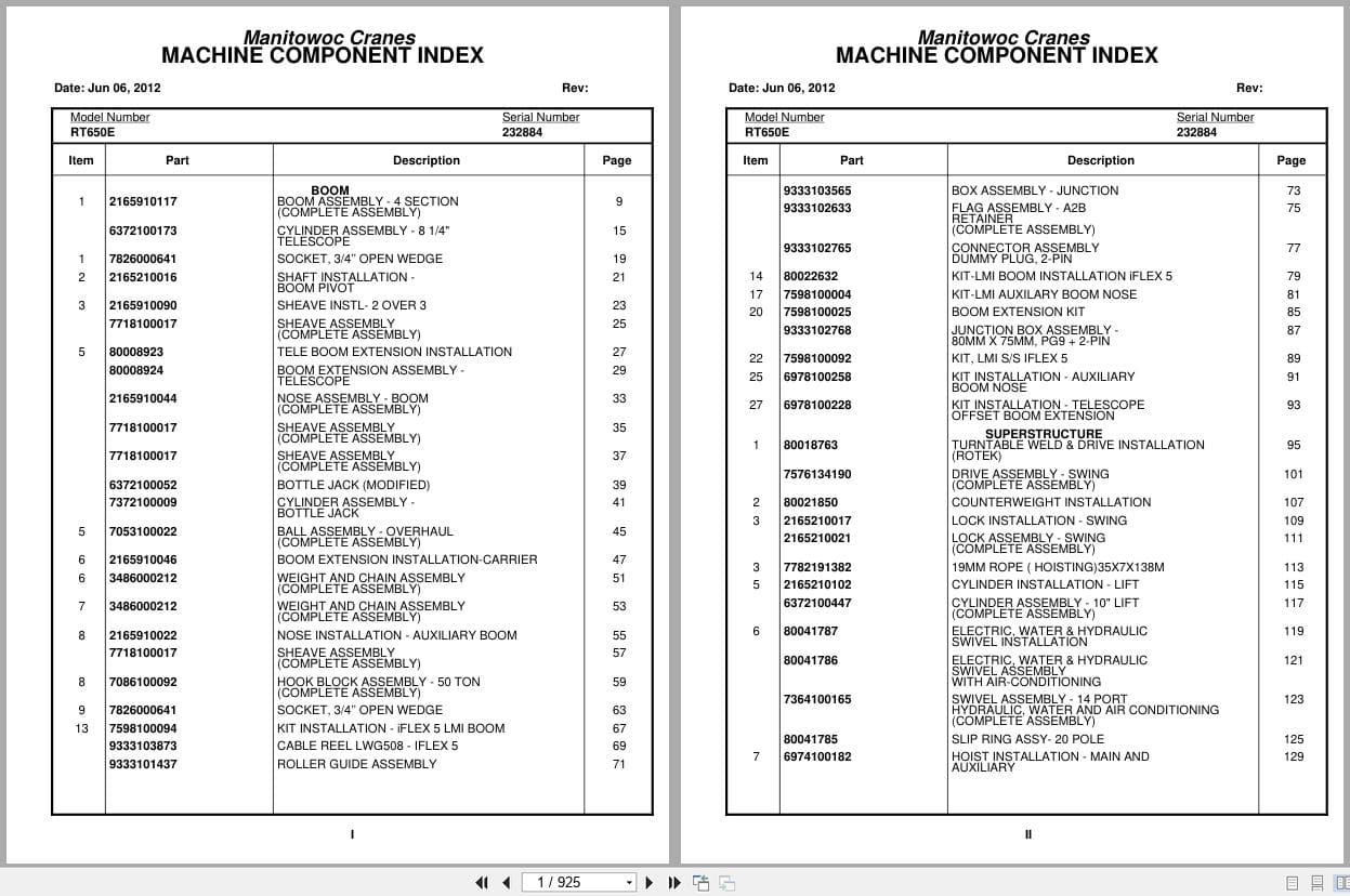 Grove Crane RT650E 232884 Parts Manual 2012 (1)