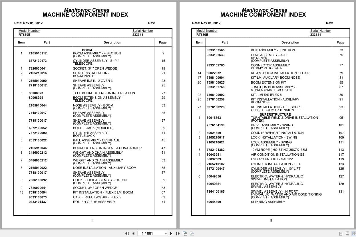 Grove Crane RT650E 233341 Parts Manual 2012 (1)