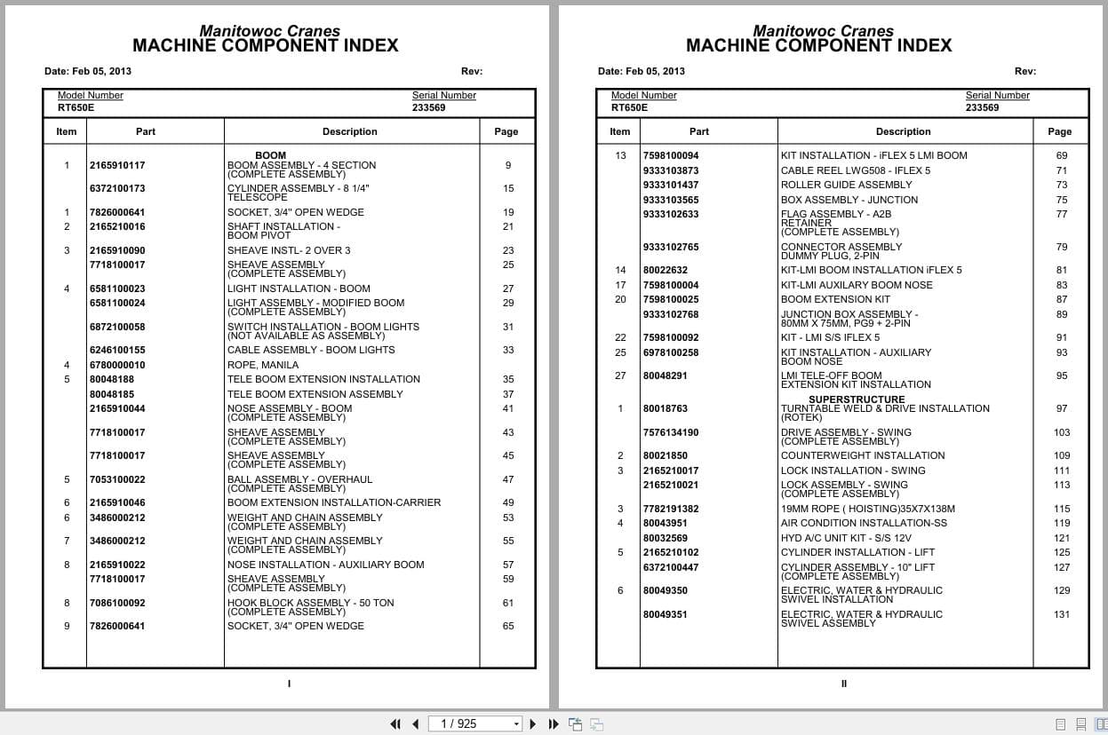 Grove Crane RT650E 233569 Parts Manual 2013 (1)