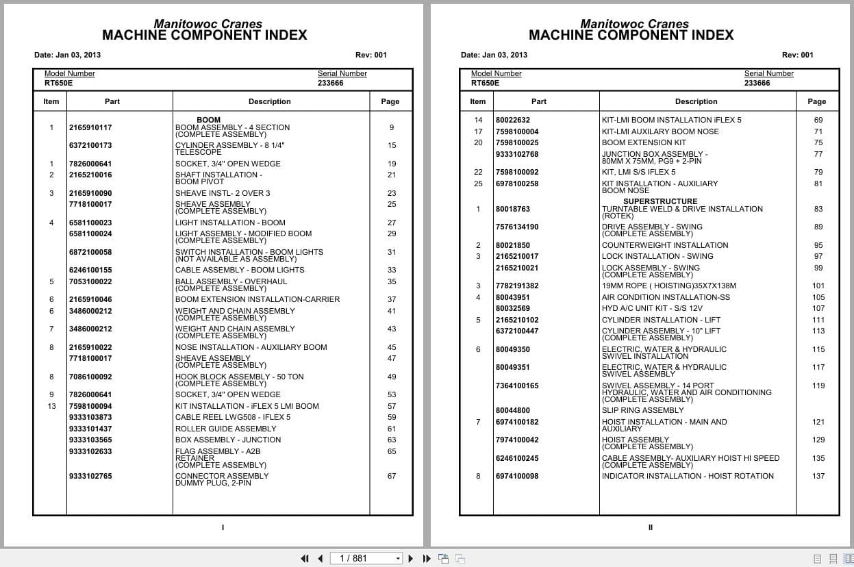 Grove Crane RT650E 233666 Parts Manual 2013 (1)