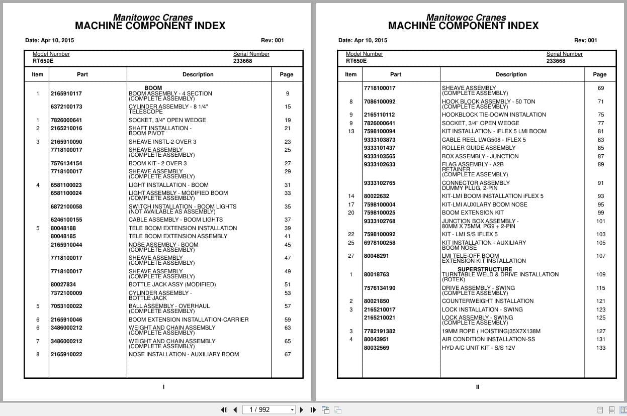 Grove Crane RT650E 233668 Parts Manual 2015 (1)