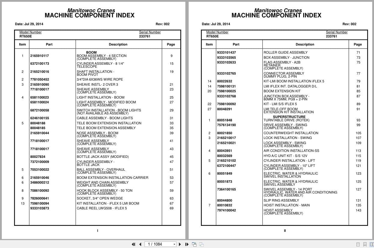 Grove Crane RT650E 233761 Parts Manual 2014 (1)