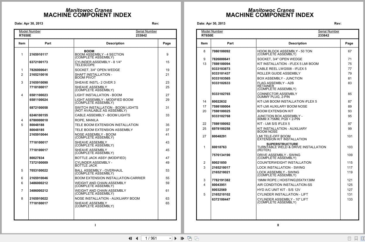 Grove Crane RT650E 233842 Parts Manual 2013 (1)