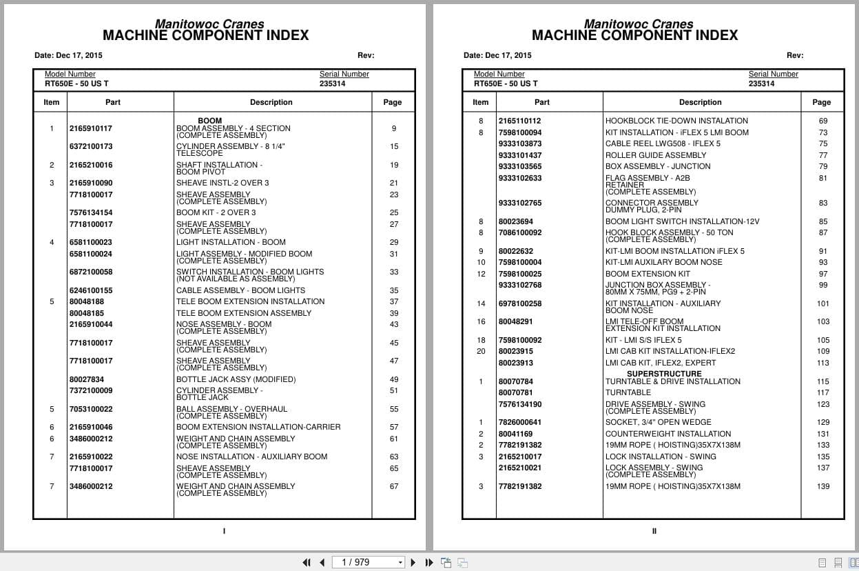 Grove Crane RT650E   50US T 235314 Parts Manual 2015 (1)