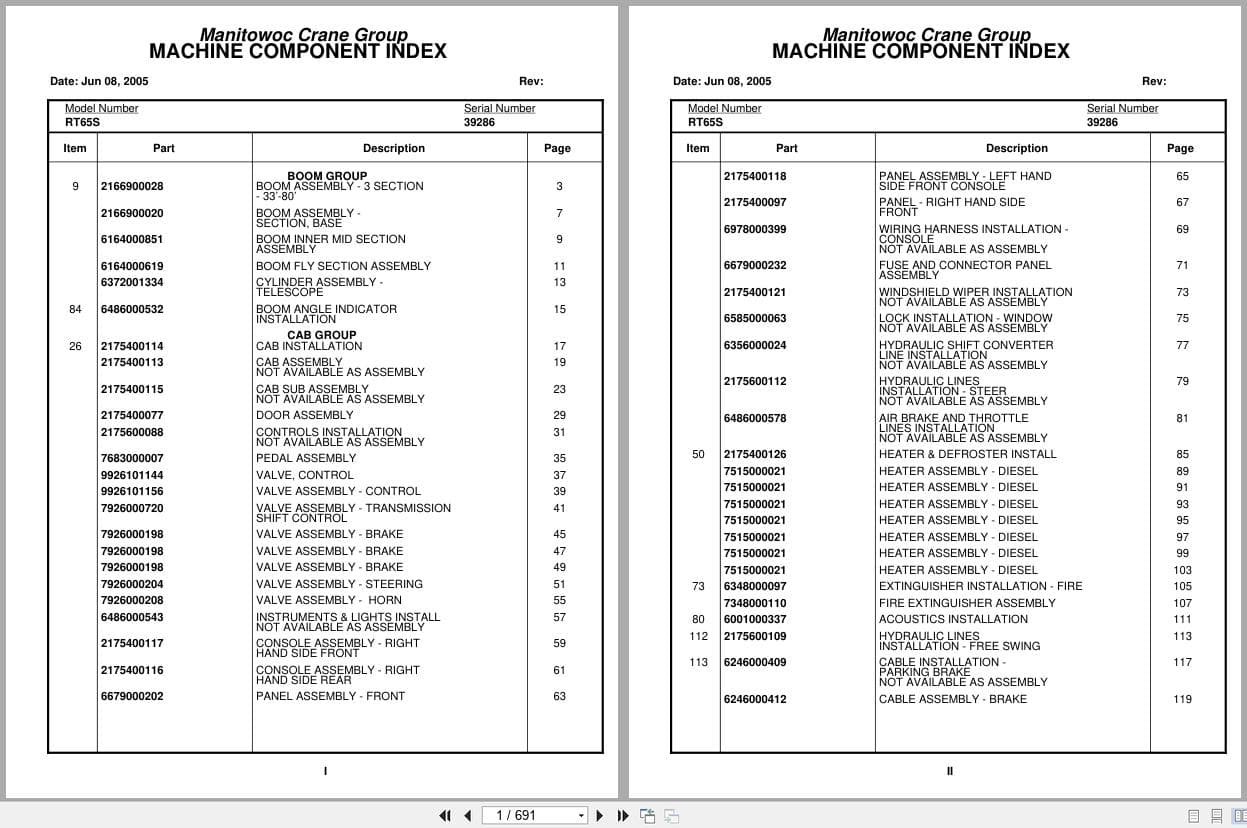 Grove Crane RT65S 39286 Parts Manual 2005 (1)