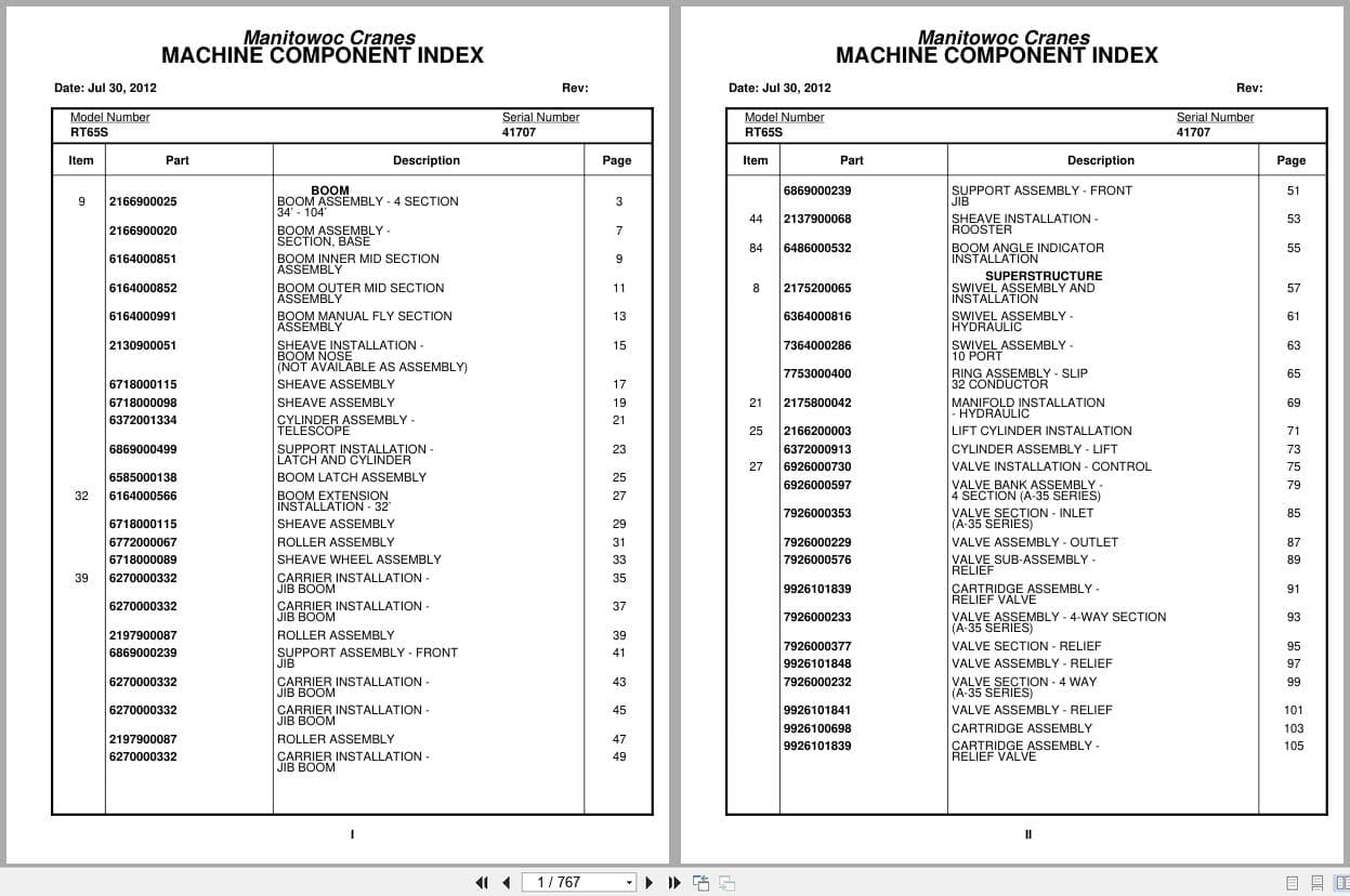 Grove Crane RT65S 41707 Parts Manual 2012 (1)