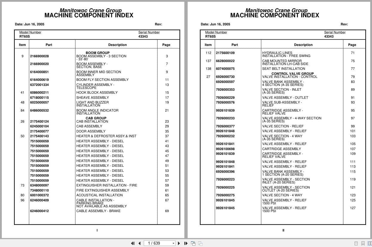 Grove Crane RT65S 43343 Parts Manual 2005 (1)