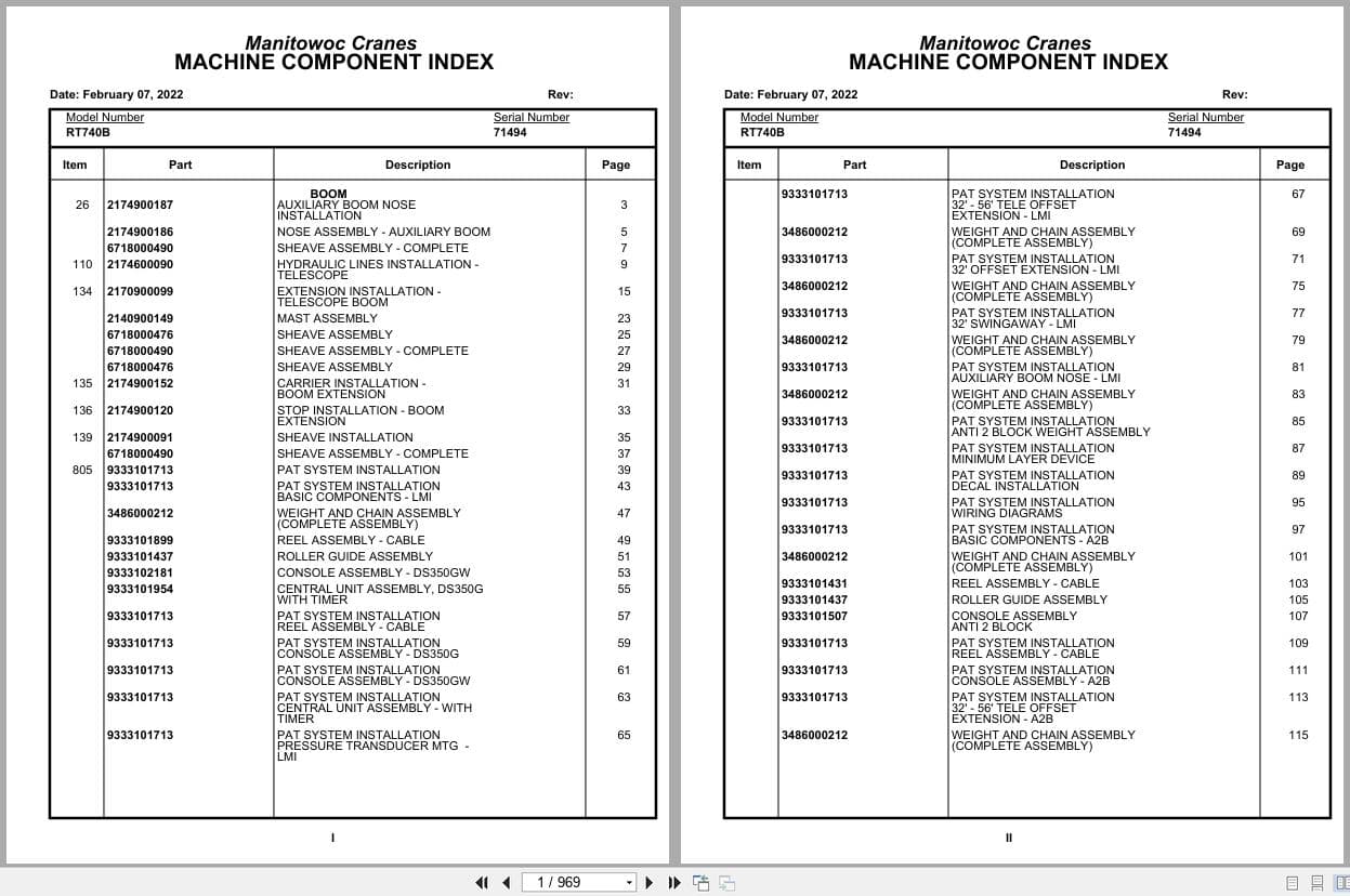 Grove Crane RT740B 71494 Parts Manual 2022 (1)