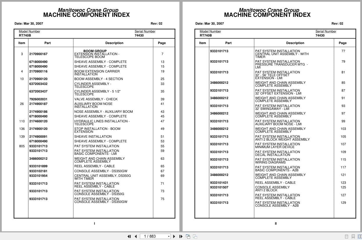 Grove Crane RT740B 74430 Parts Manual 2007 (1)