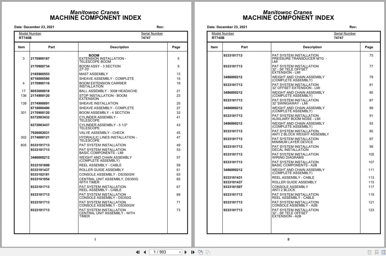 Grove Crane RT740B 74747 Parts Manual 2021 (1)