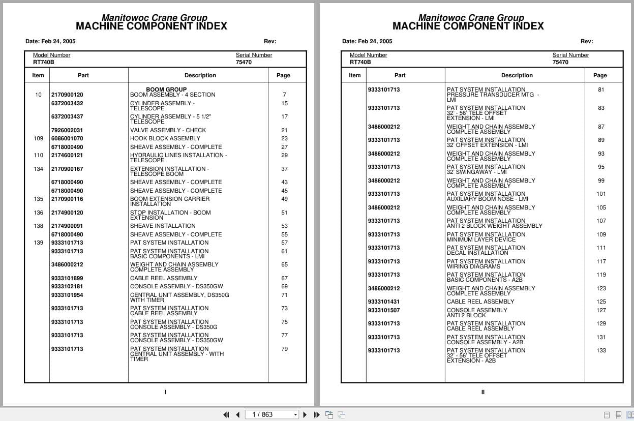 Grove Crane RT740B 75470 Parts Manual 2005 (1)