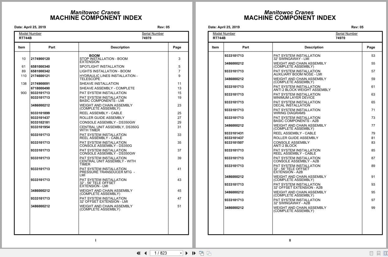 Grove Crane RT744B 74970 Parts Manual 2019 (1)