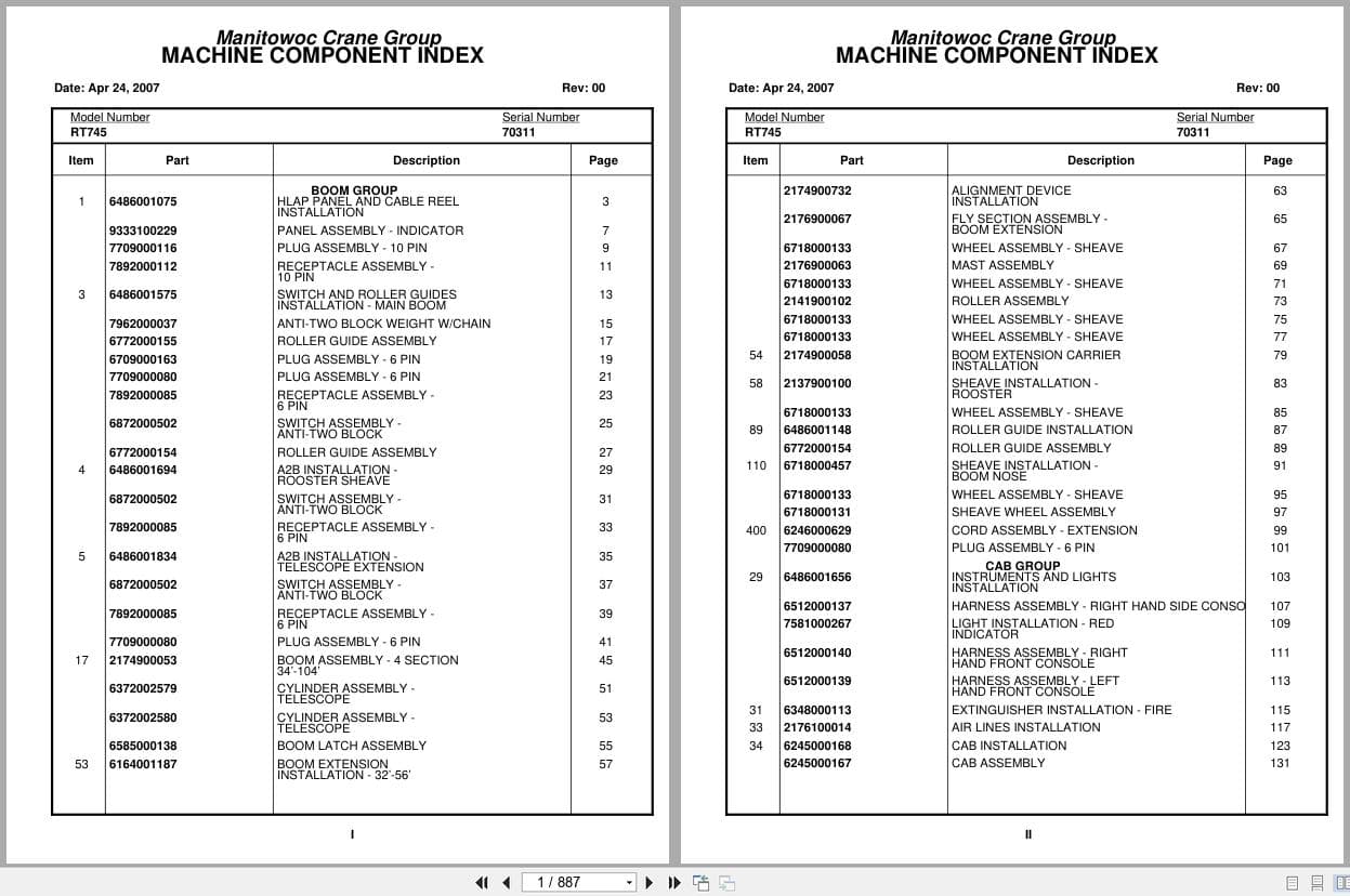 Grove Crane RT745 70311 Parts Manual 2007 (1)