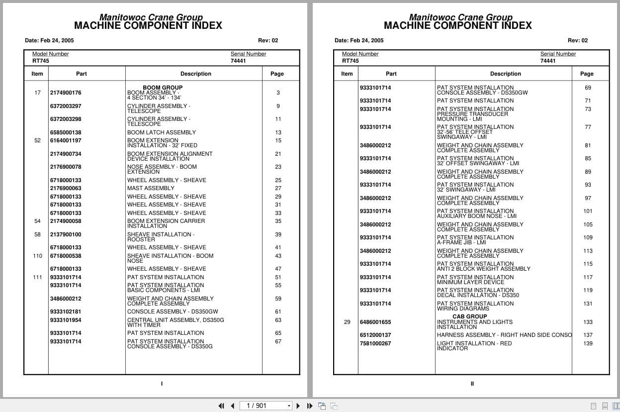 Grove Crane RT745 74441 Parts Manual 2005 (1)