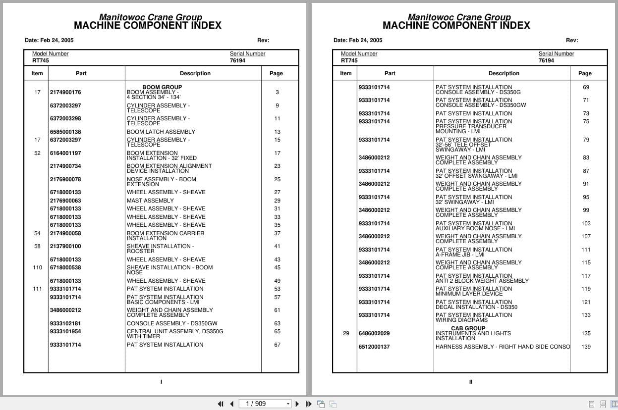 Grove Crane RT745 76194 Parts Manual 2005 (1)