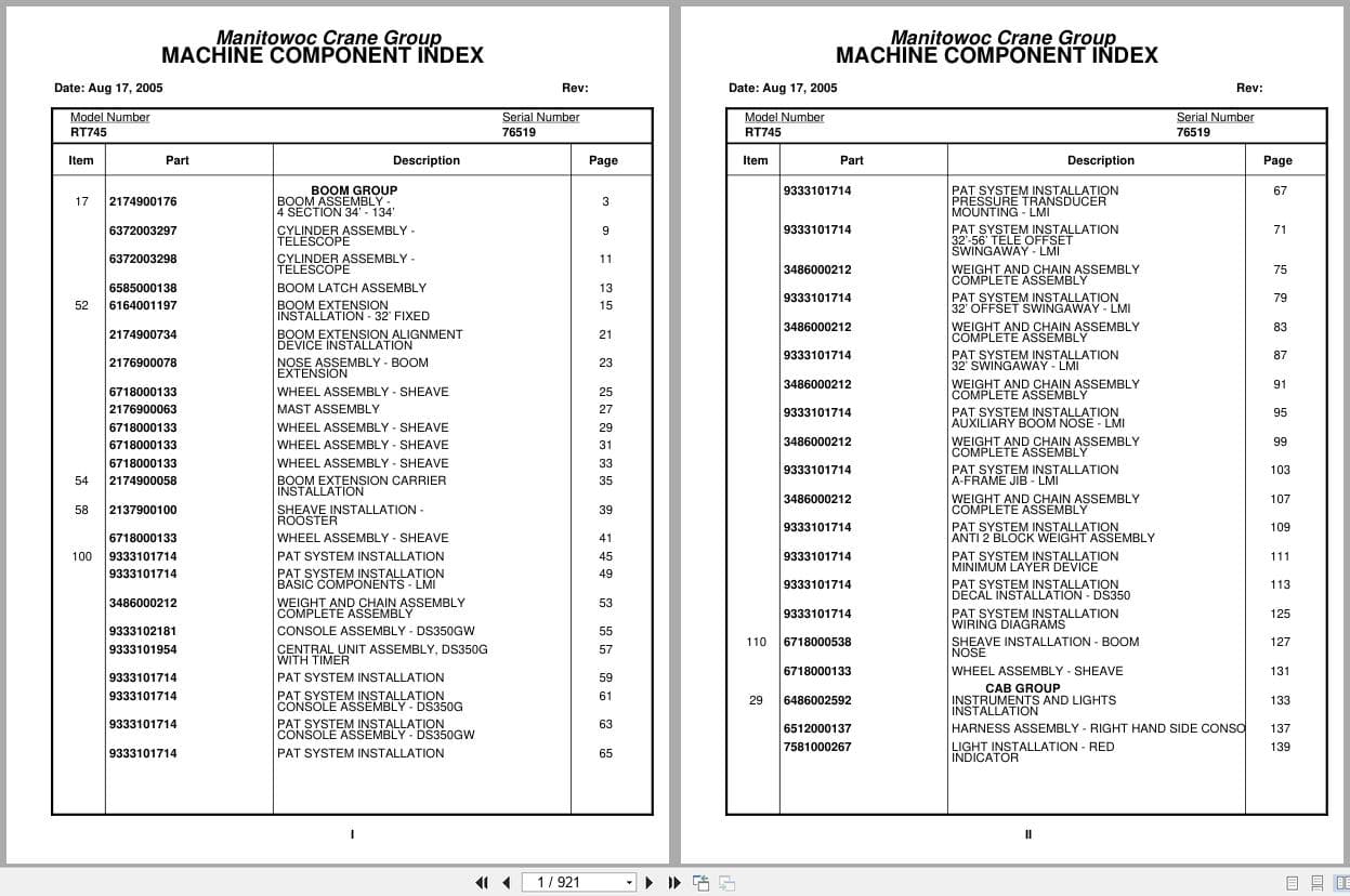 Grove Crane RT745 76519 Parts Manual 2005 (1)