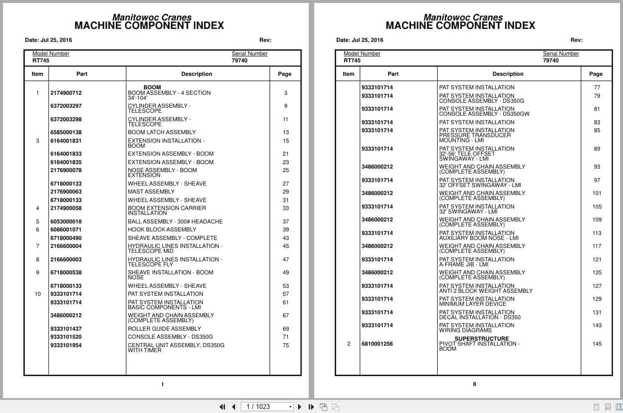 Grove Crane RT745 79740 Parts Manual 2016 (1)