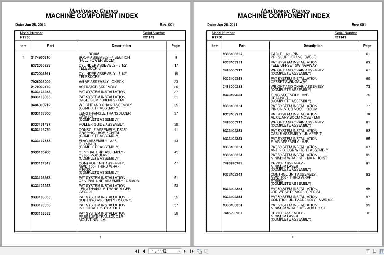 Grove Crane RT750 221143 Parts Manual 2014 (1)