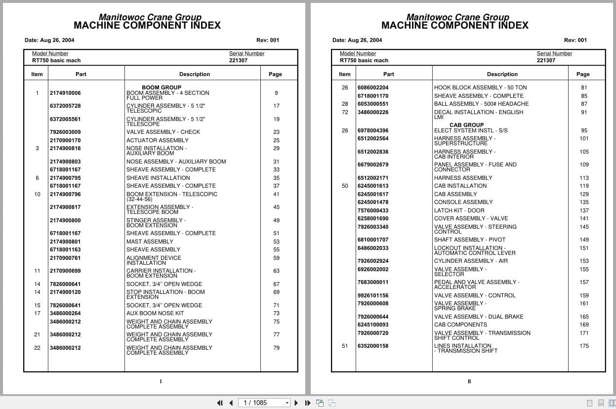 Grove Crane RT750 221307 Parts Manual 2004 (1)