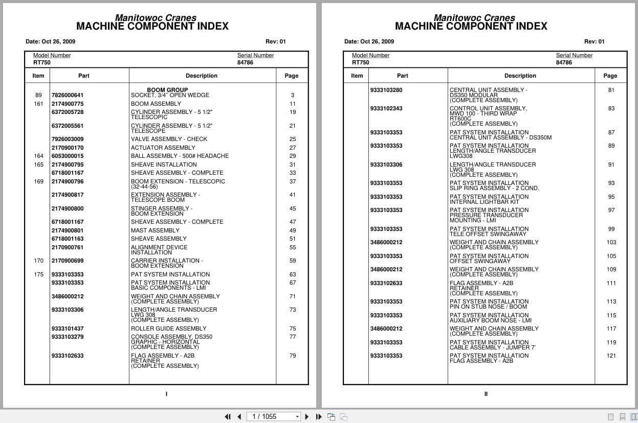 Grove Crane RT750 84786 Parts Manual 2009 (1)