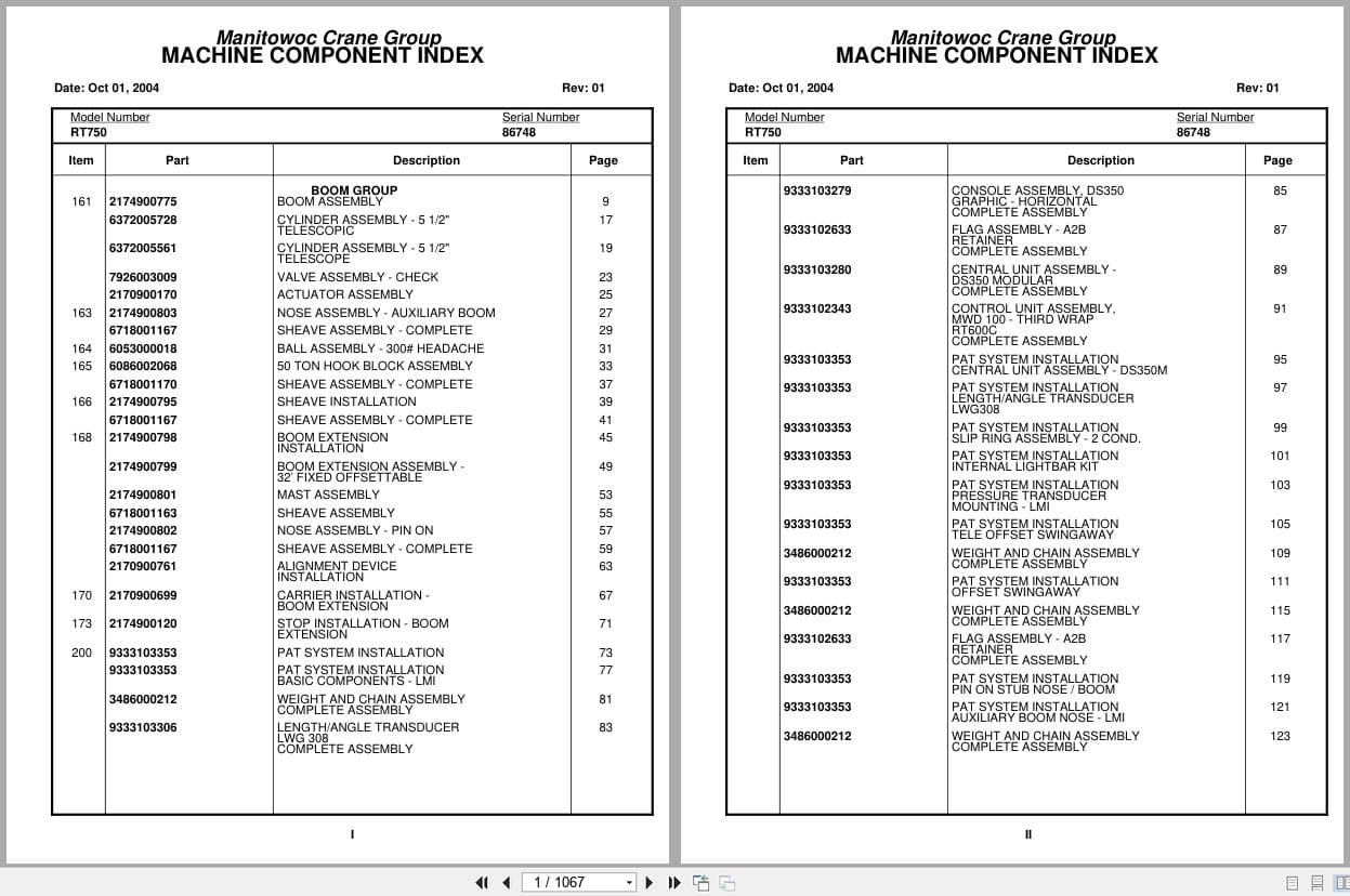 Grove Crane RT750 86748 Parts Manual 2004 (1)