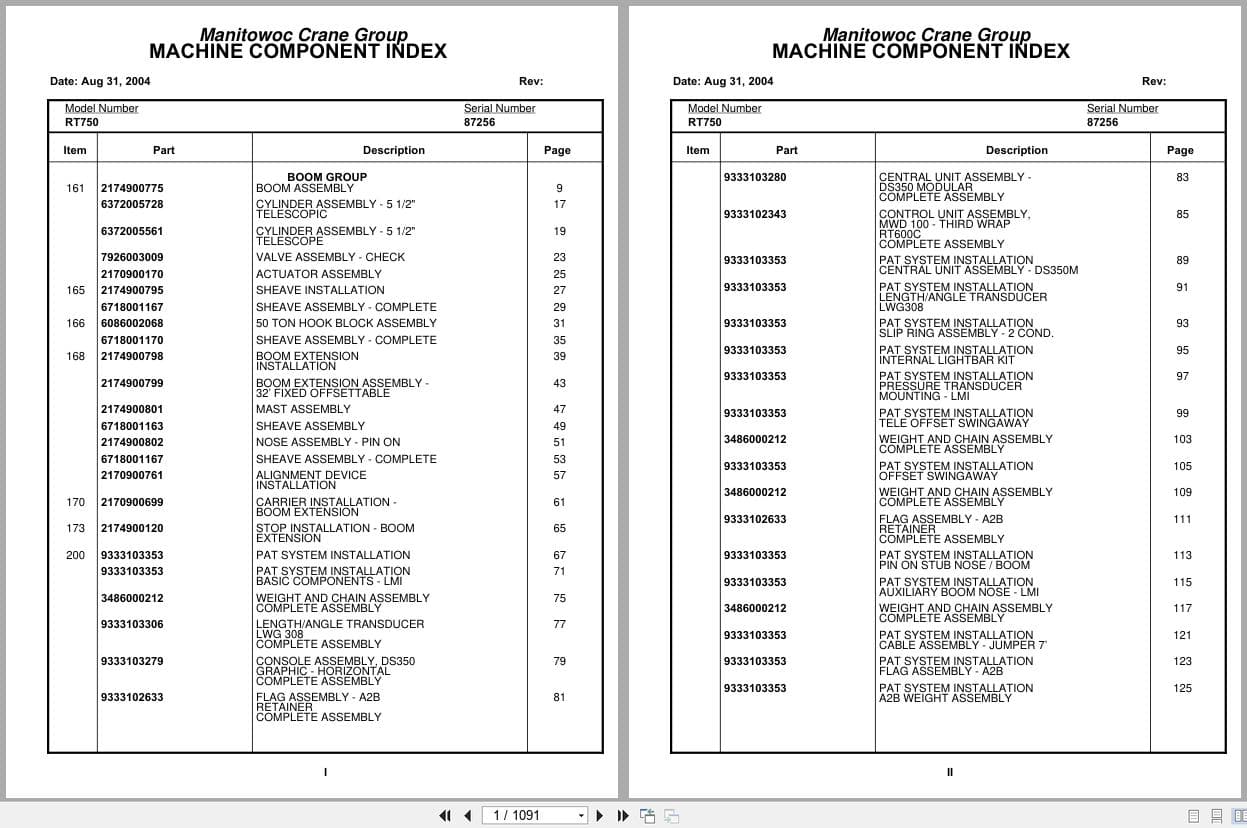 Grove Crane RT750 87256 Parts Manual 2004 (1)