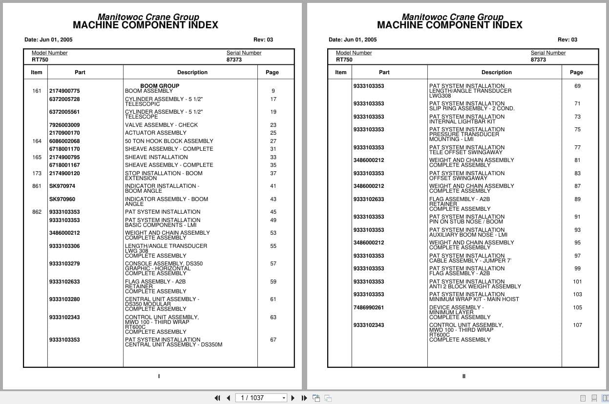Grove Crane RT750 87373 Parts Manual 2005 (1)