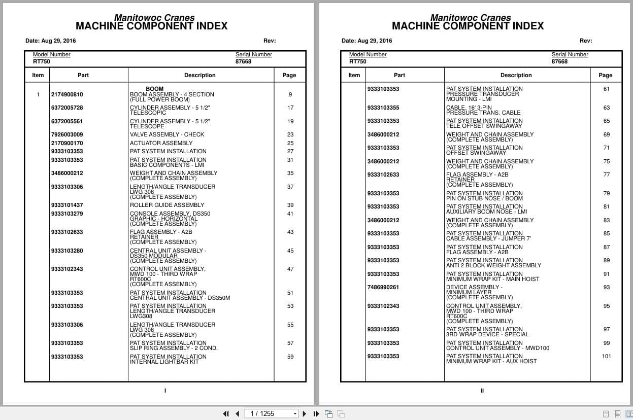 Grove Crane RT750 87668 Parts Manual 2016 (1)