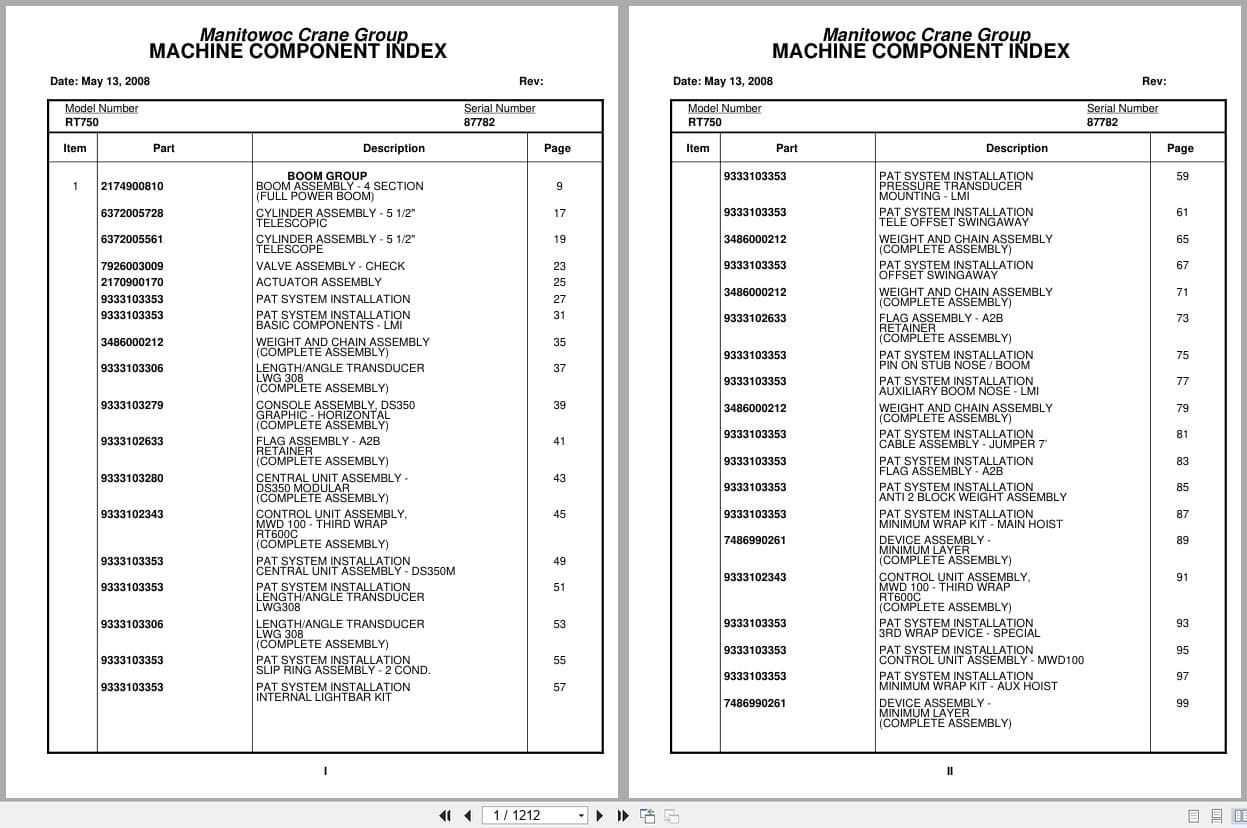 Grove Crane RT750 87782 Parts Manual 2008 (1)