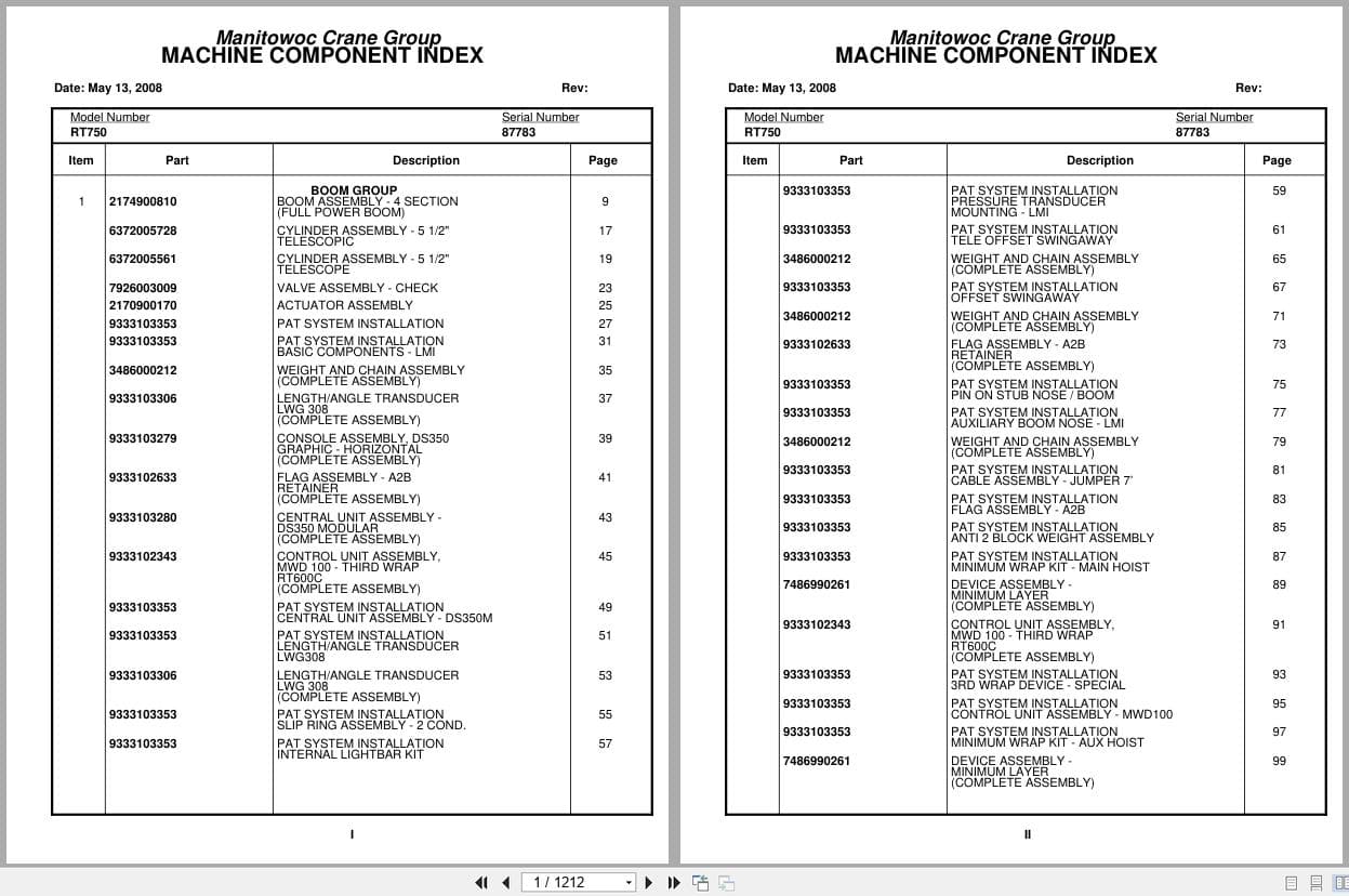Grove Crane RT750 87783 Parts Manual 2008 (1)
