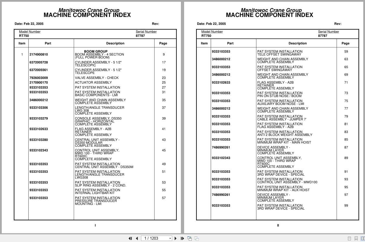 Grove Crane RT750 87787 Parts Manual 2005 (1)