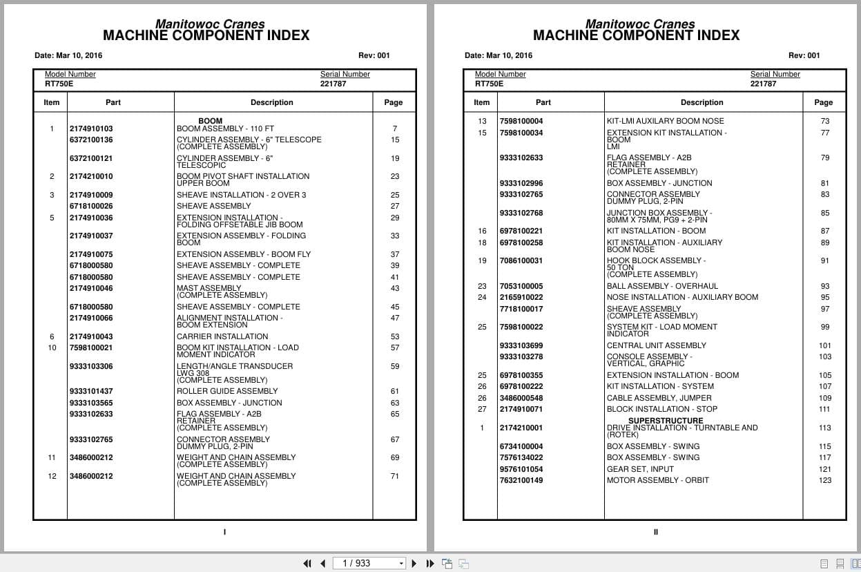 Grove Crane RT750E 221787 Parts Manual 2016 (1)