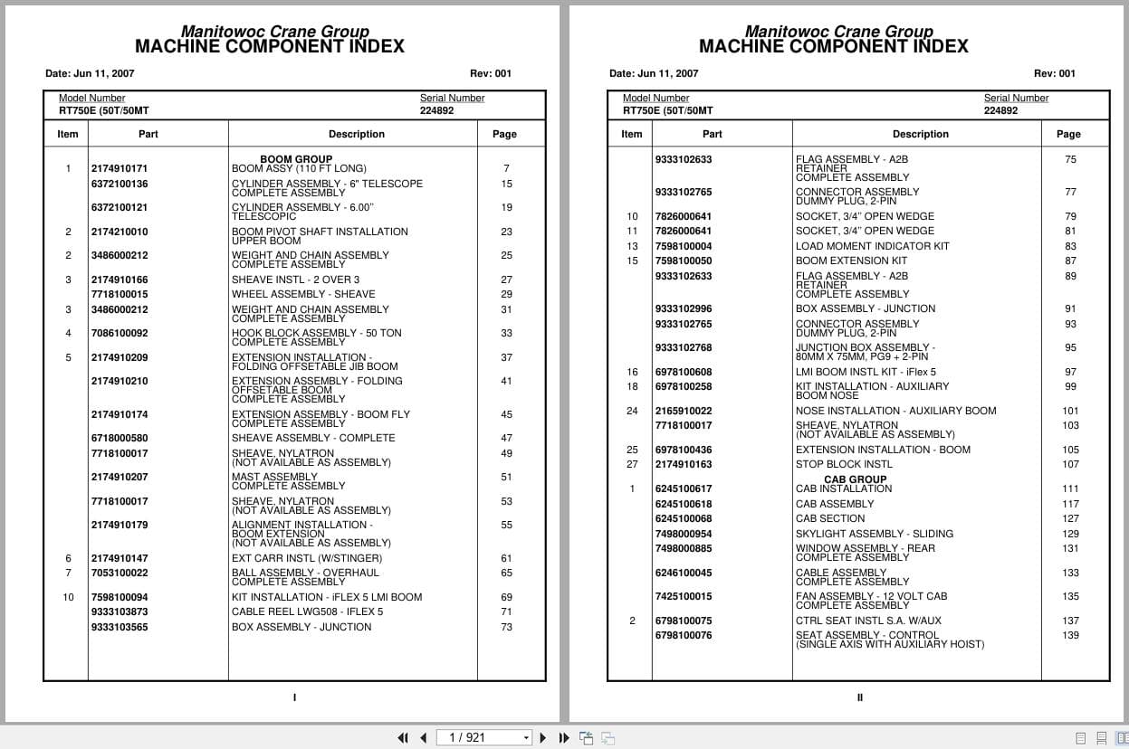 Grove Crane RT750E 224892 Parts Manual 2007 (1)